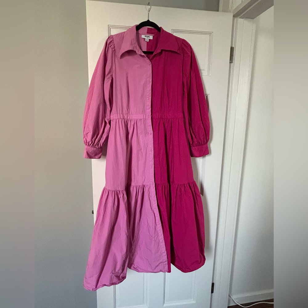 Christopher John Rogers Target Two-Tone Pink Button-Front Dress 16